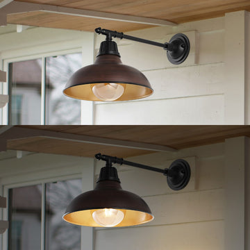 Wallace 12.25" Farmhouse Industrial Indoor/Outdoor Iron LED Victorian Arm Outdoor Sconce
